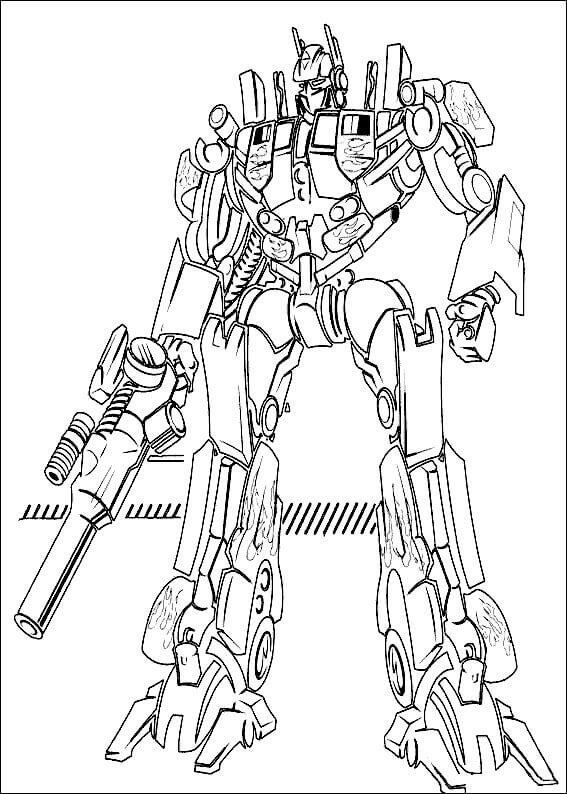 dibujo optimus en la pelicula para imprimir y colorear