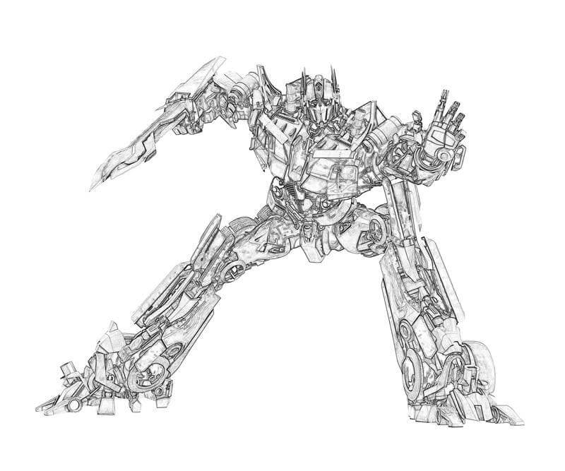 dibujo optimus prime en la pelicula para imprimir y colorear