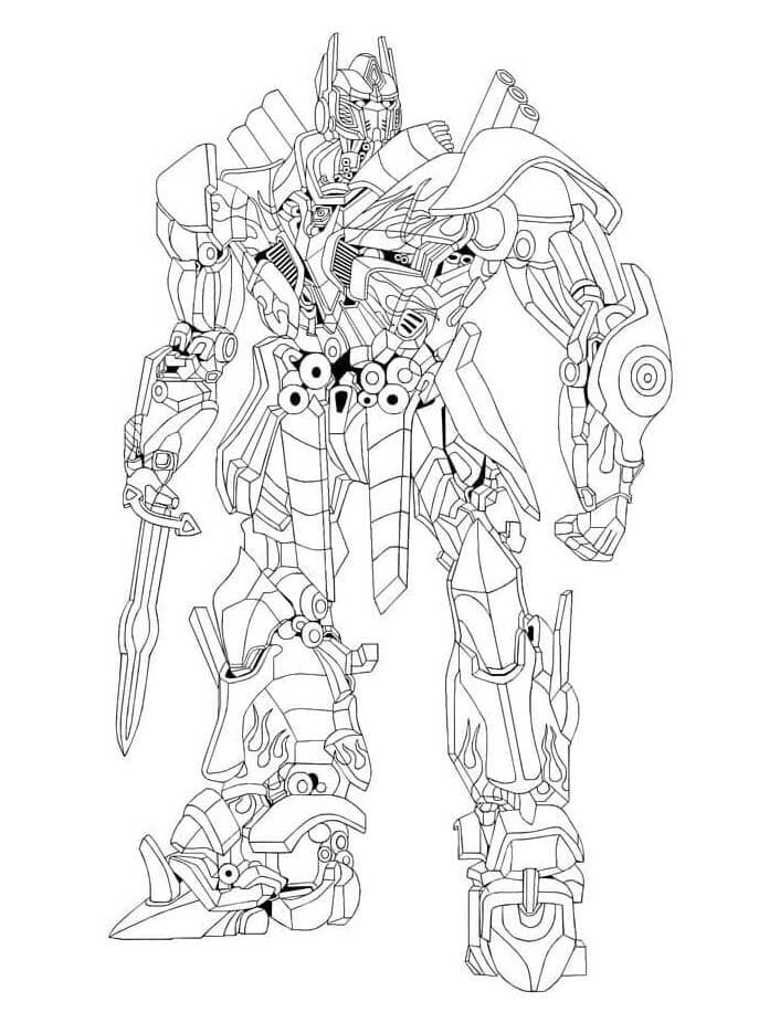 dibujo optimus prime guerrero para imprimir y colorear