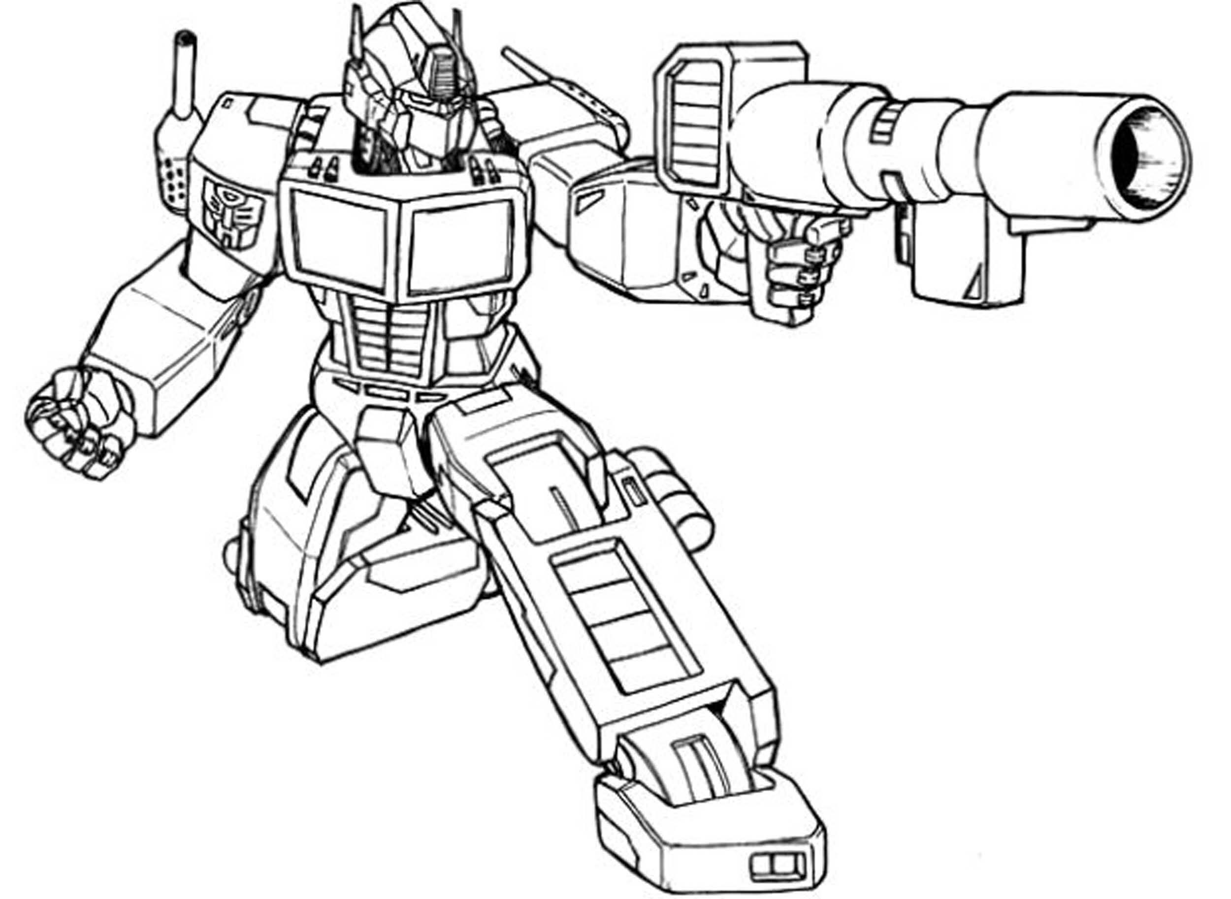 dibujo optimus prime peleando para imprimir y colorear