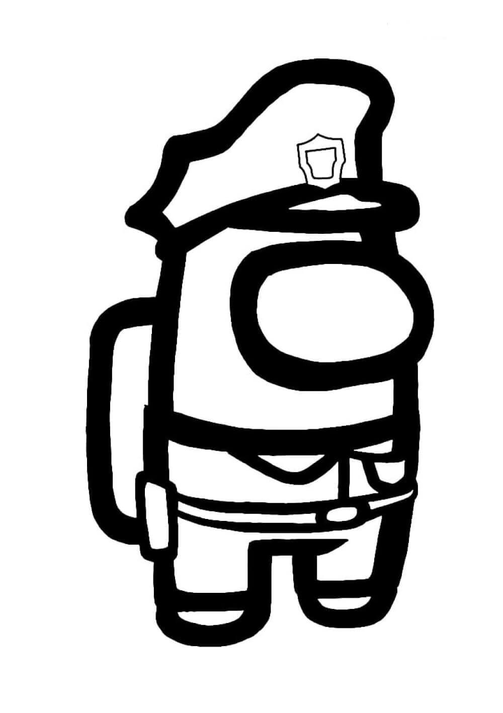 dibujo paquete de policia among us imprimir y colorear