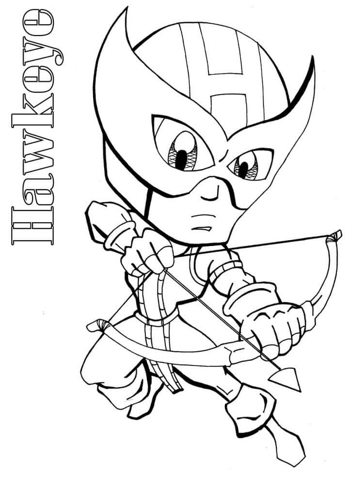 dibujo pequeno hawkeye peleando para imprimir y colorear