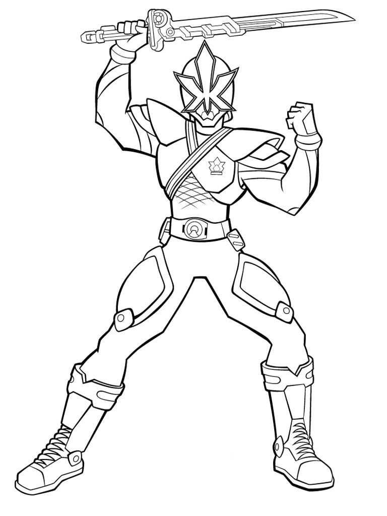 dibujo poderoso samurai energia guardabosque para imprimir y colorear