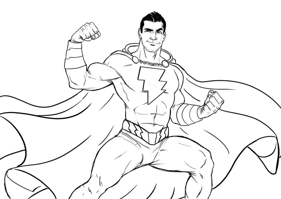 dibujo punetazo de shazam para imprimir y colorear