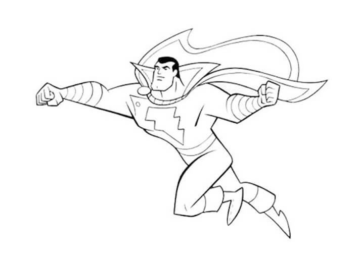 dibujo punetazo sonriente de shazam para imprimir y colorear