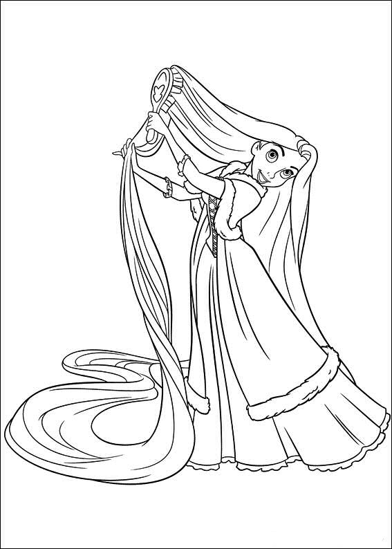 dibujo rapunzel cepillandose el pelo para imprimir y colorear