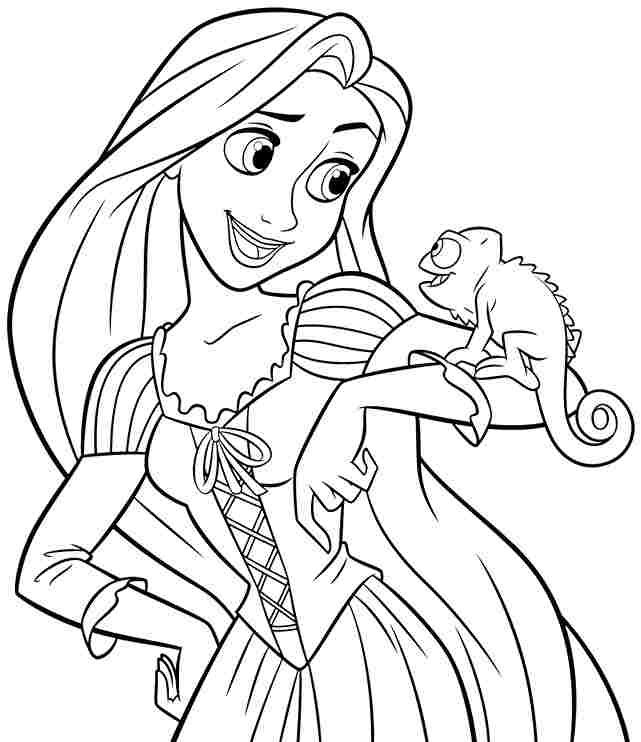 dibujo rapunzel con pascal para imprimir y colorear