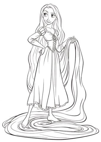 dibujo rapunzel sonriendo para imprimir y colorear
