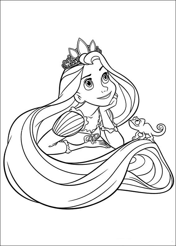 dibujo rapunzel y pascal para imprimir y colorear