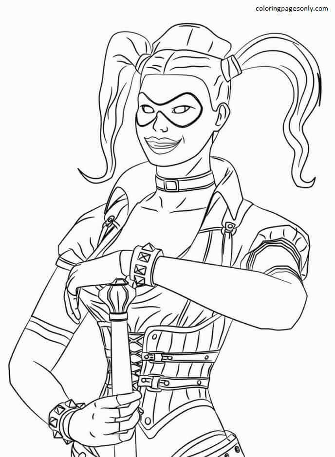 dibujo retrato de harley quinn para imprimir y colorear
