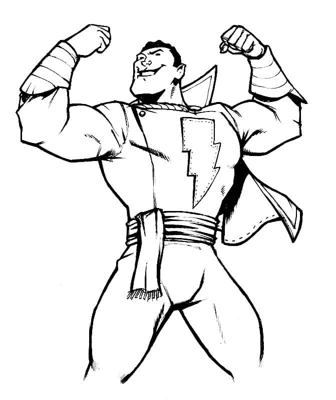 dibujo shazam divertido fuerte para imprimir y colorear
