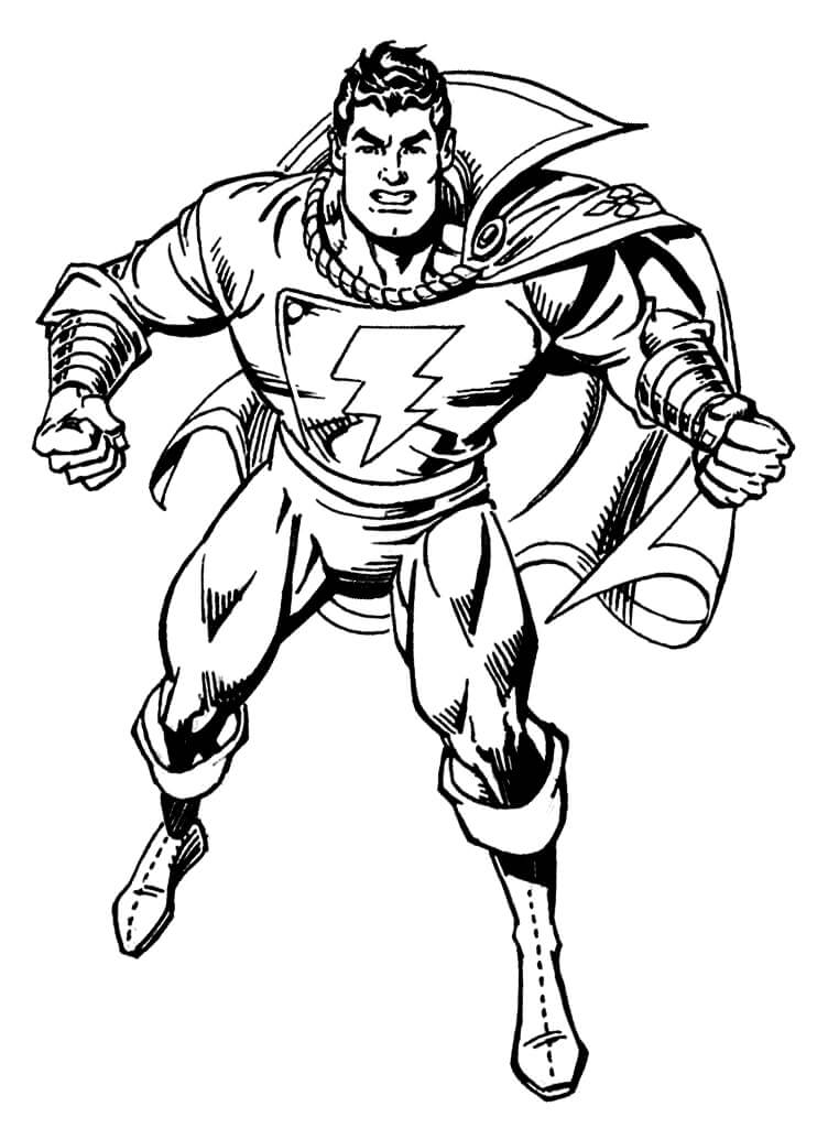 dibujo shazam fuerte para imprimir y colorear