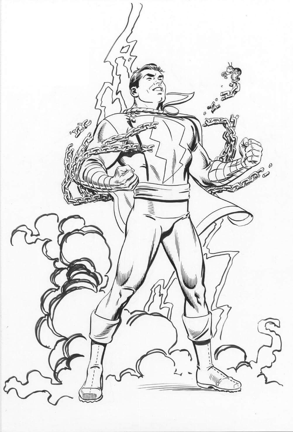 dibujo shazam rompio la cadena genial para imprimir y colorear