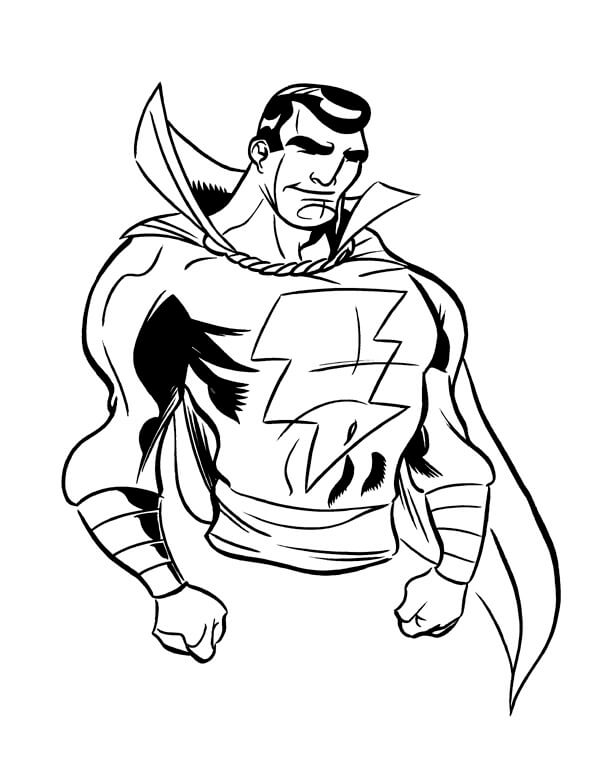 dibujo shazam sonriendo para imprimir y colorear