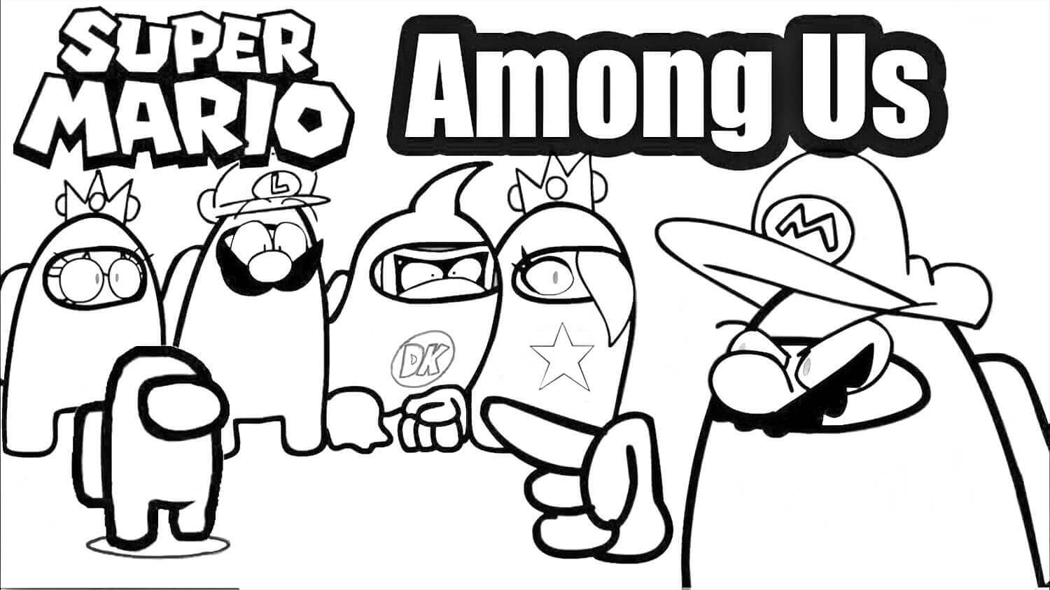 dibujo super mario among us imprimir y colorear