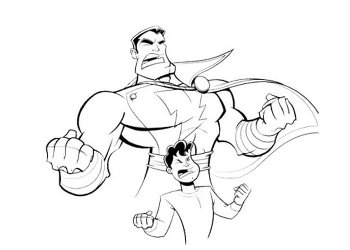 dibujo super shazam para imprimir y colorear