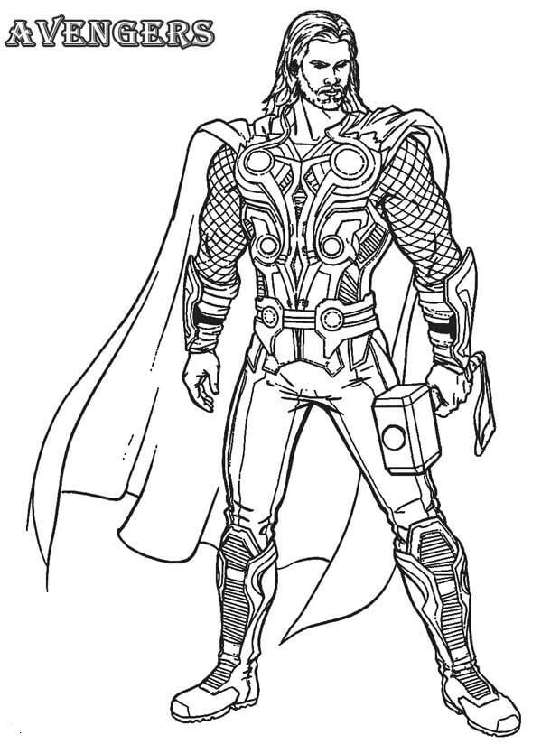 dibujo thor mostrando el poder para imprimir y colorear