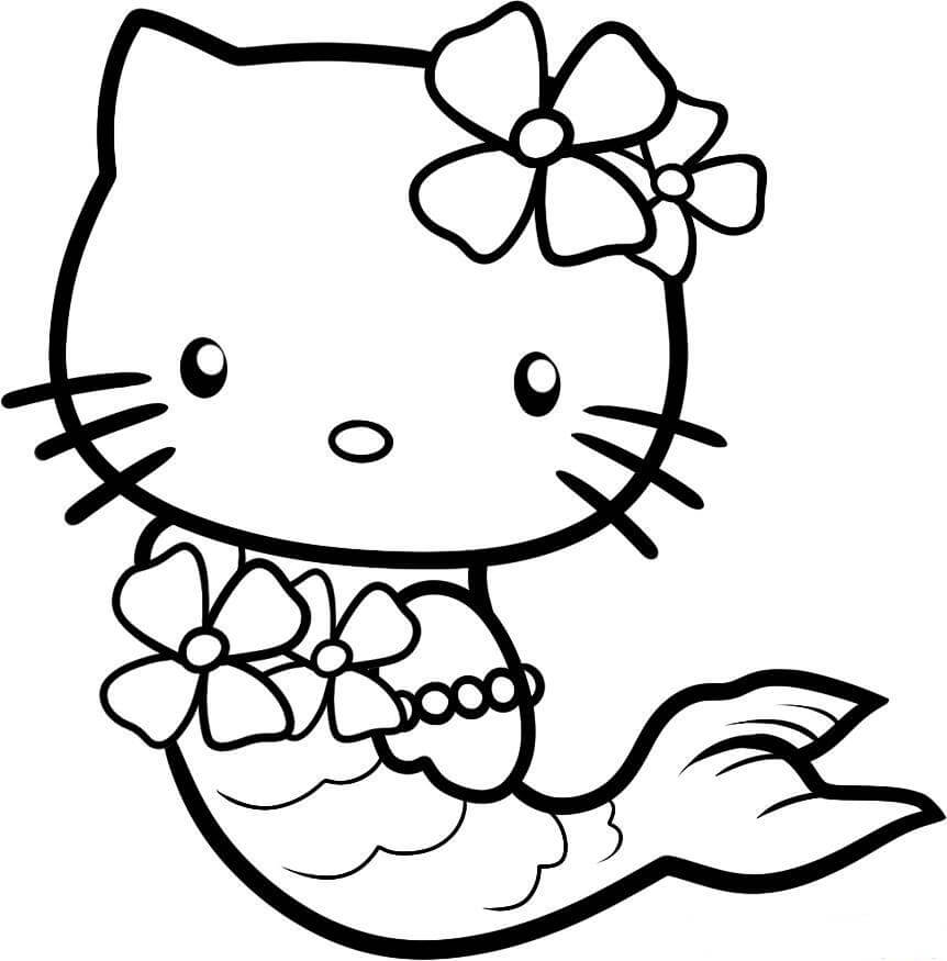 Dibujo de Gatito Sirena para Colorear y
