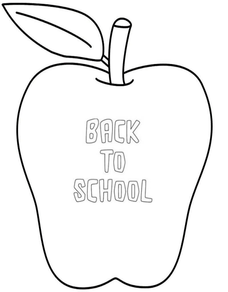 Dibujo de Manzana de Regreso a La Escuela 2 para Colorear y