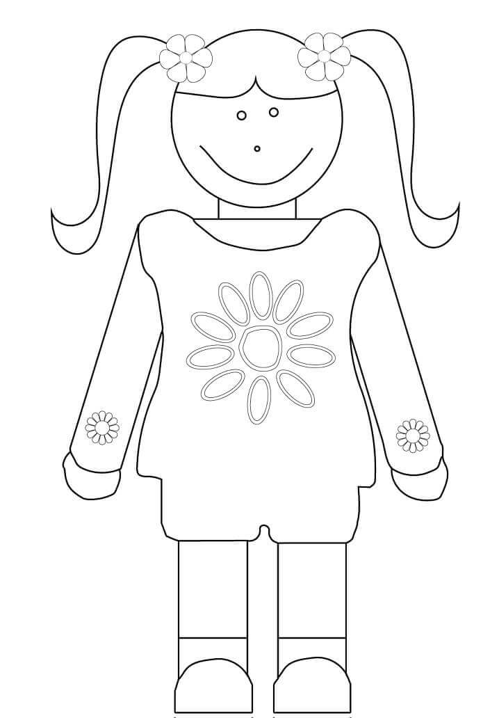 Dibujo de Niña Exploradora de Margaritas para Colorear y