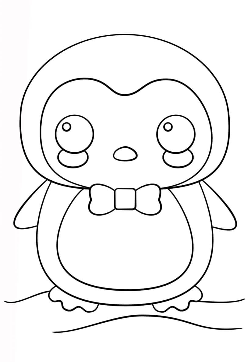 Dibujo de Pequeño Pingüino Lindo para Colorear y