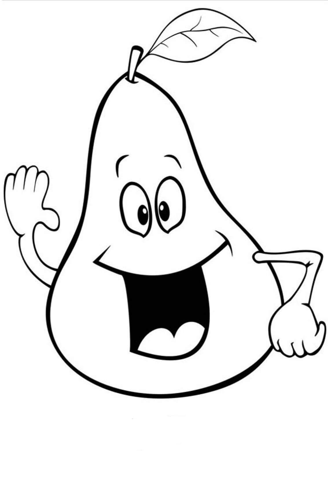 Dibujo de Pera de Dibujos Animados para Colorear y