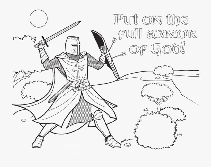 Dibujo de Armadura Completa de Dios para Colorear y Imprimir