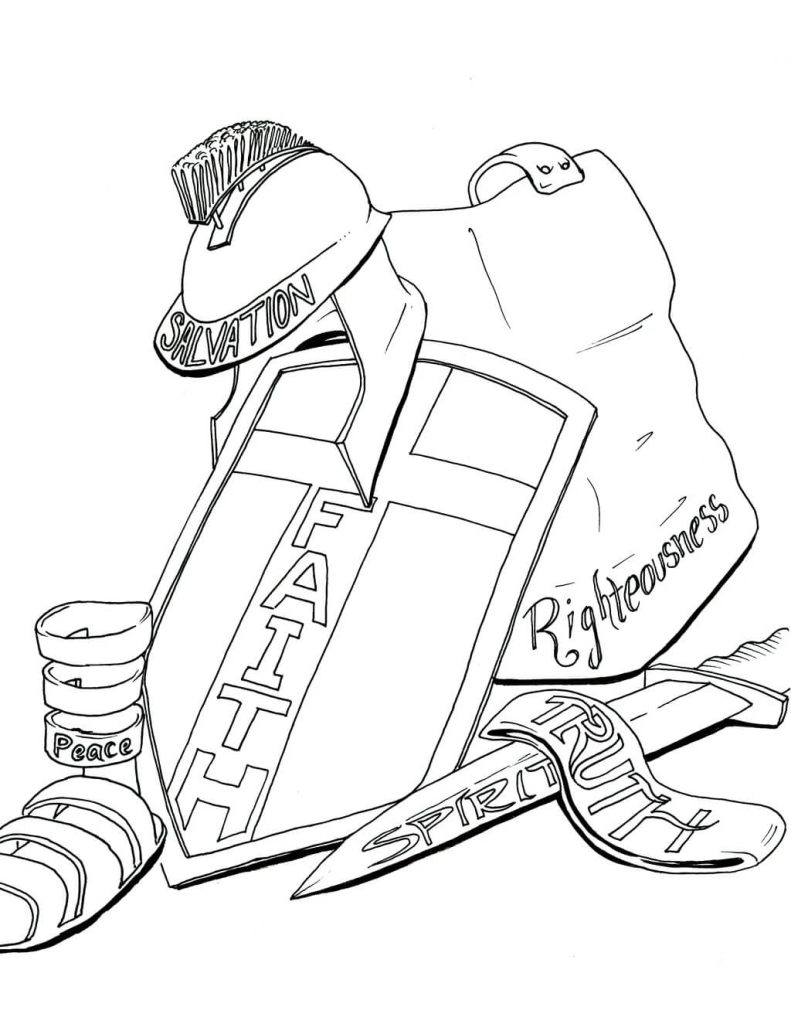 Dibujo de Armadura de Dios para Colorear y Imprimir