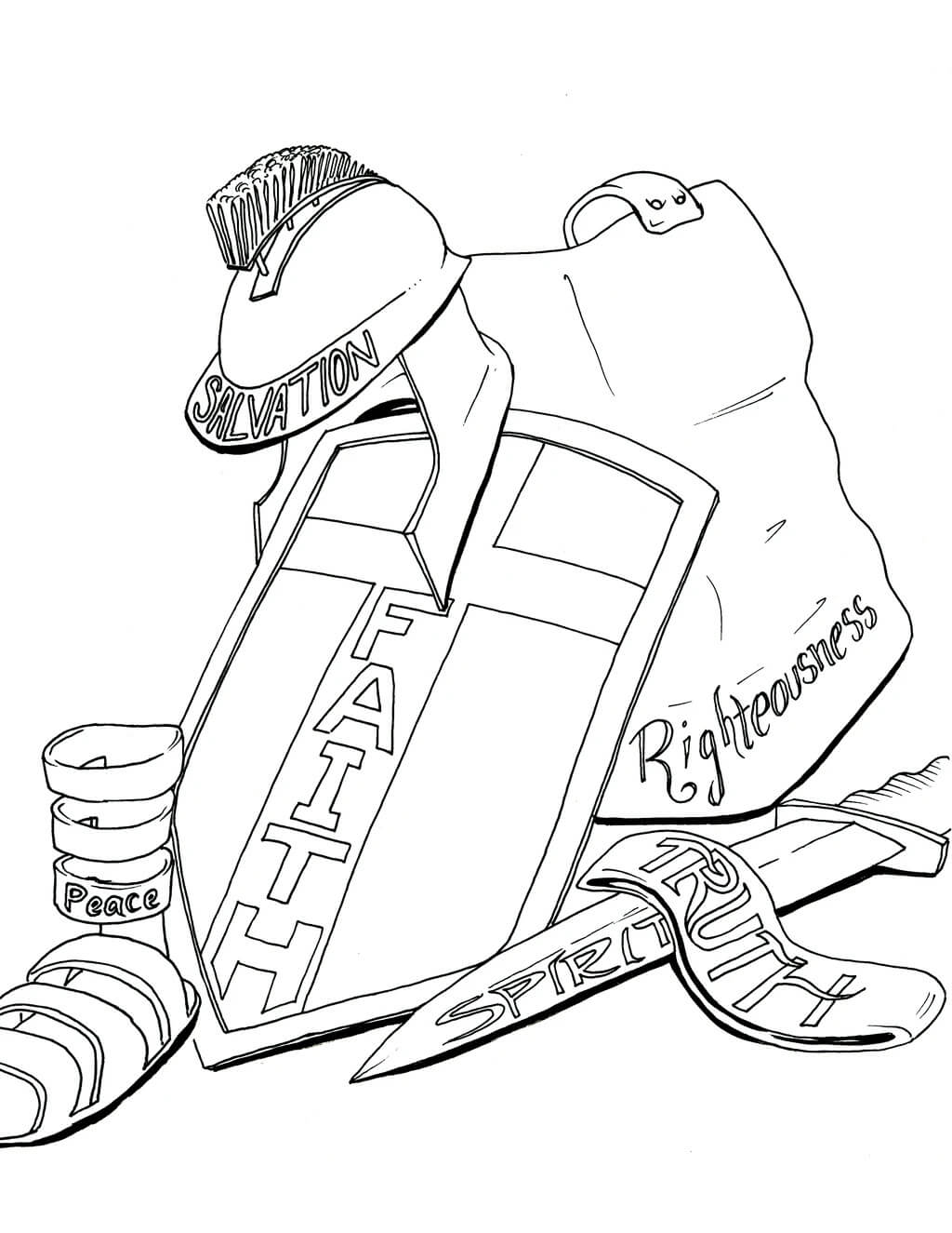 Dibujo de Armadura de Dios para Colorear y Imprimir