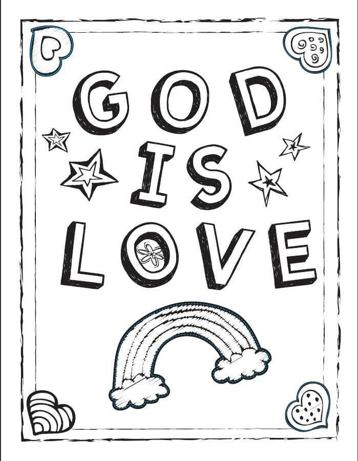 Dibujo de Dios Es Amor para Colorear y Imprimir
