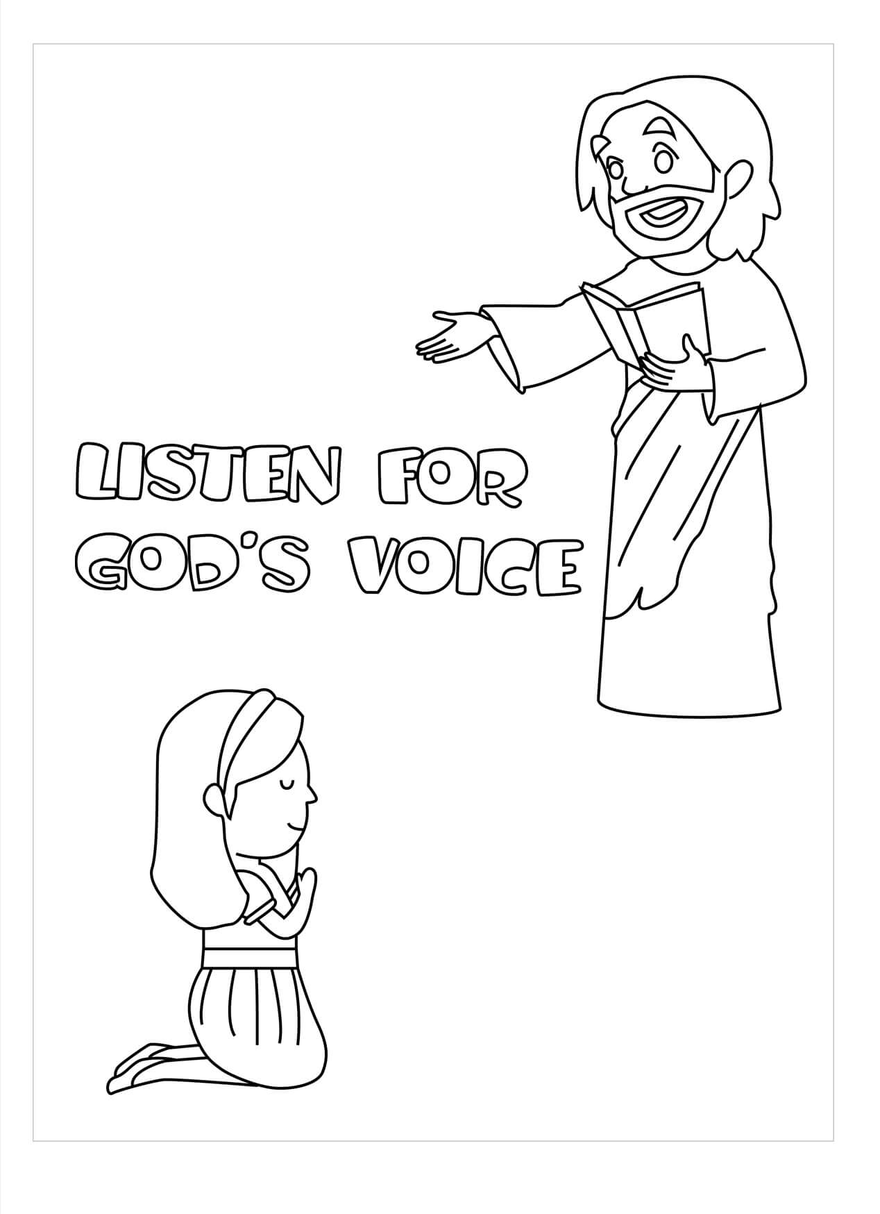 Dibujo de Escuche La Voz de Dios para Colorear y Imprimir