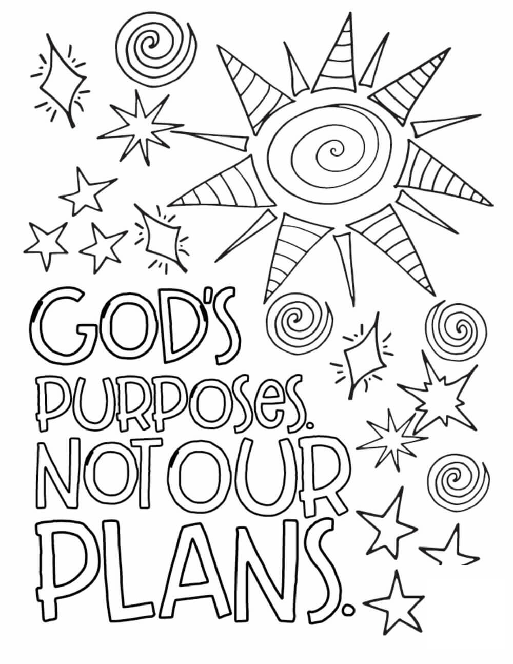 Dibujo de Los Propósitos de Dios no Son Nuestros Planes para Colorear y Imprimir