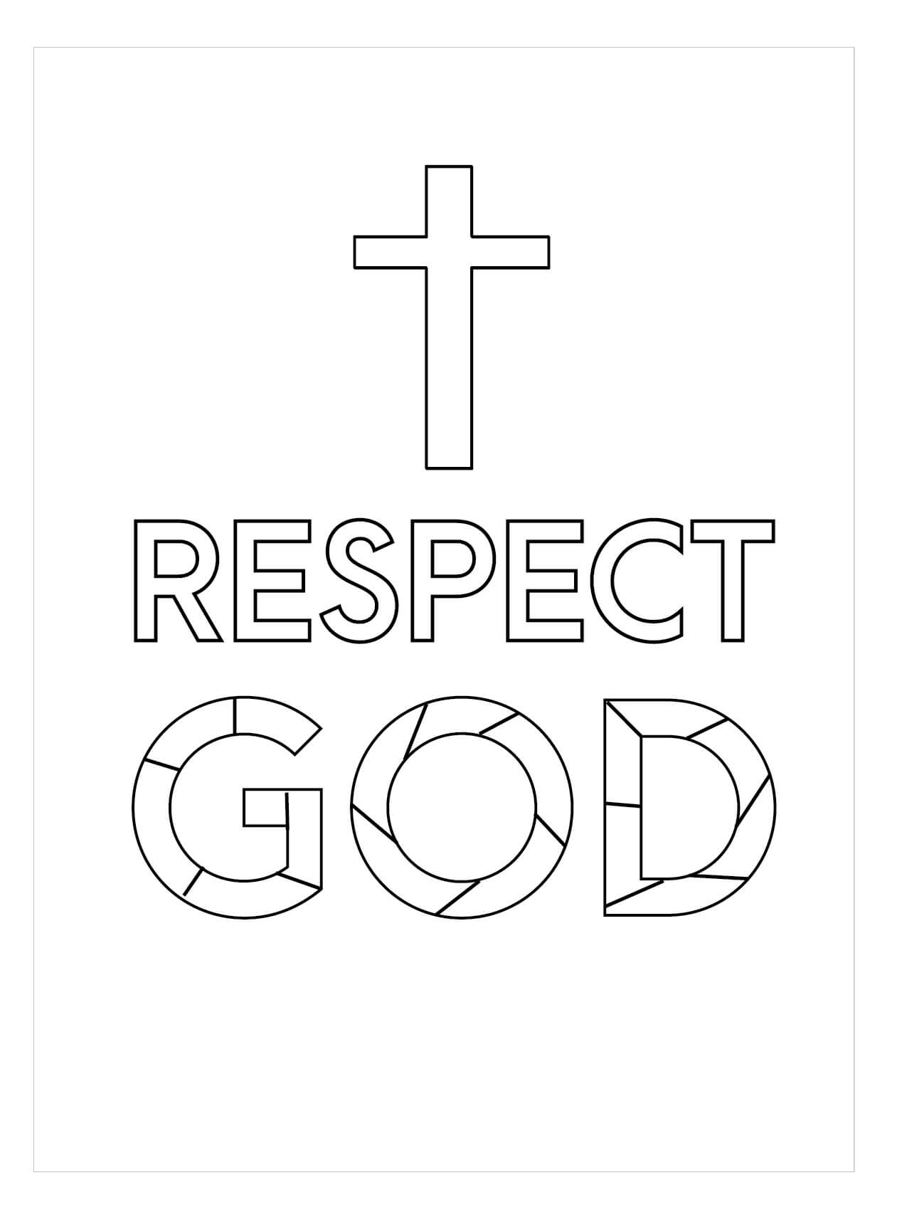 Dibujo de Respeta a Dios para Colorear y Imprimir