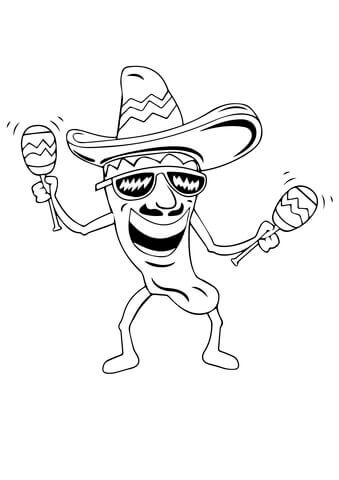 Dibujo de Aj Picante Bailando para Colorear para Colorear y Imprimir