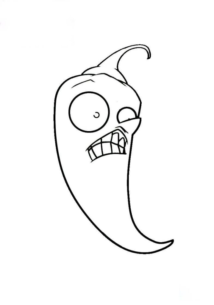 Dibujo de Ají de Planta y Zombie para Colorear y Imprimir