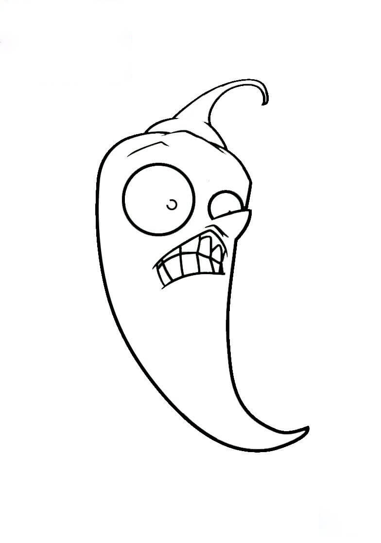 Dibujo de Ají de Planta y Zombie para Colorear y Imprimir