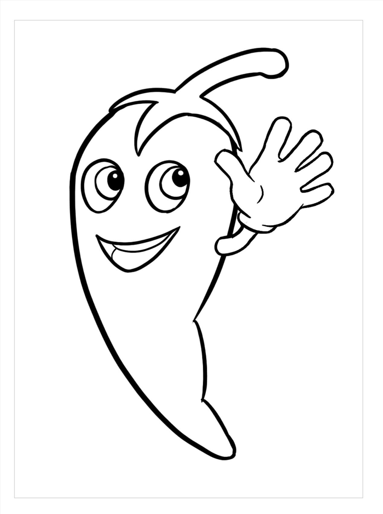 Dibujo de Ají Saludar para Colorear y Imprimir