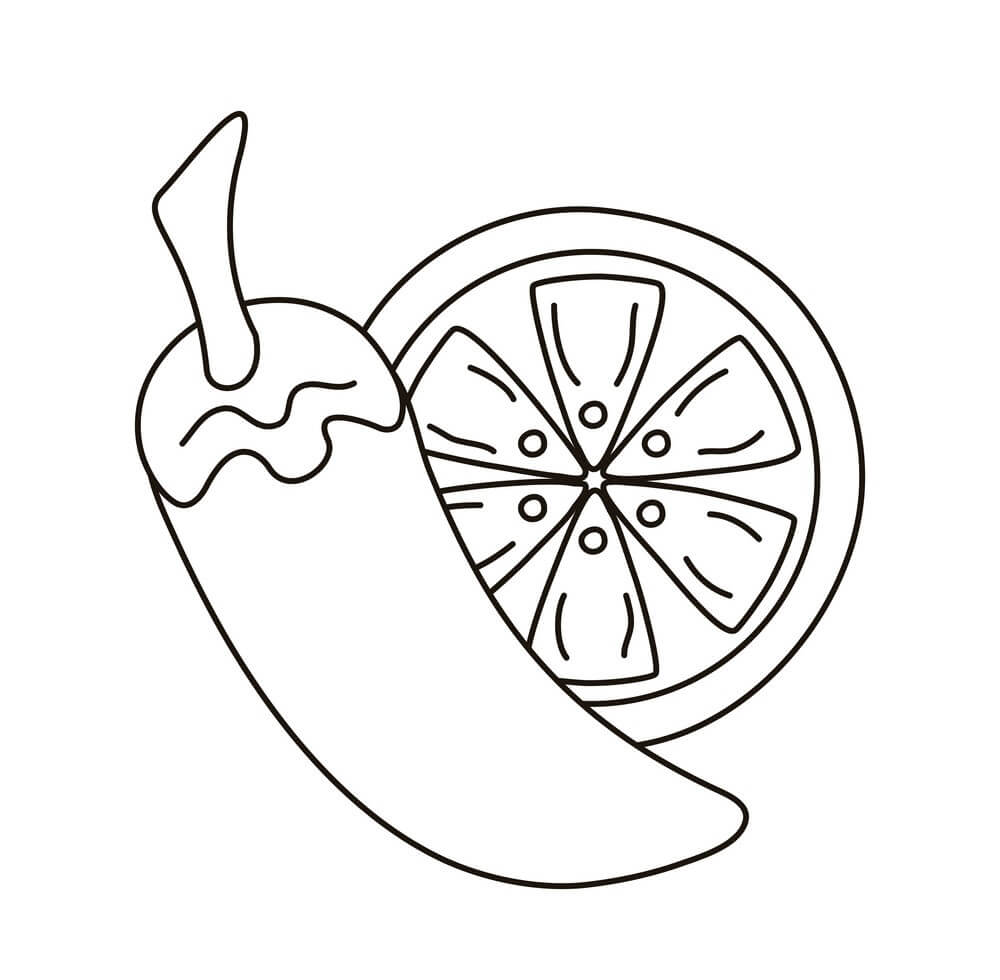 Dibujo de Cítricos de Limón Con Ají para Colorear y Imprimir