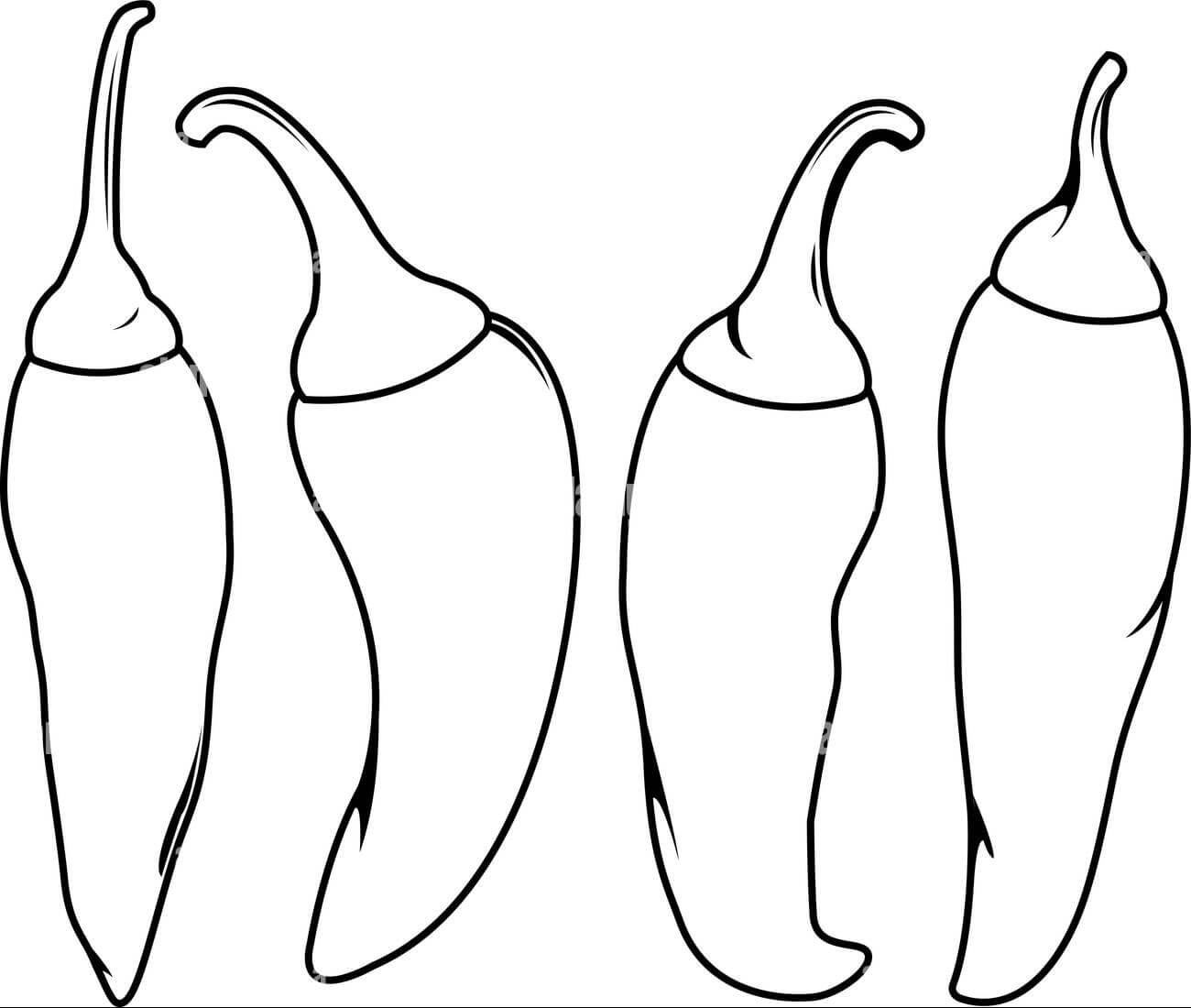 Dibujo de Cuatro Pimientos Picantes para Colorear y Imprimir