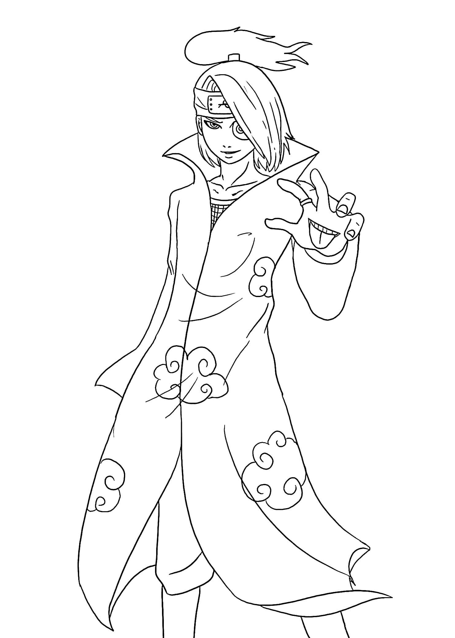Dibujo de Deidara Sonriendo para Colorear y Imprimir