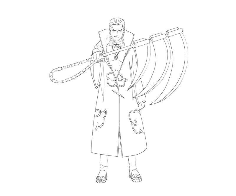 Dibujo de Hidan Sosteniendo Arma para Colorear y Imprimir