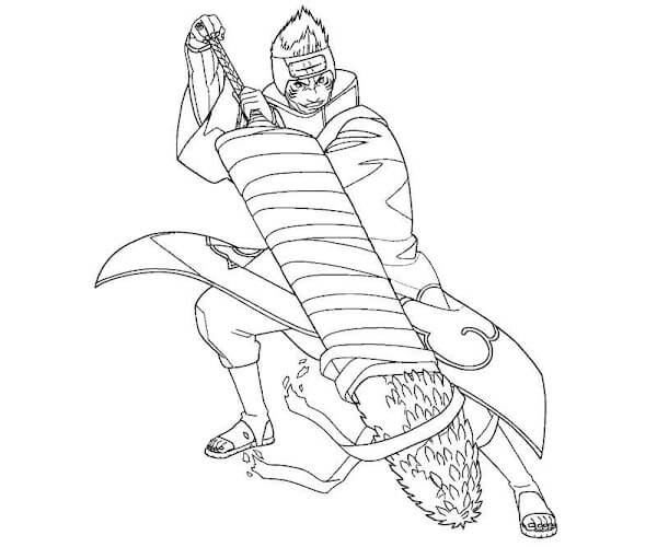 Dibujo de Kisame Luchando para Colorear y Imprimir
