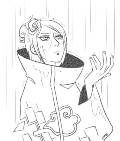 Dibujo de Konan Triste para Colorear y Imprimir
