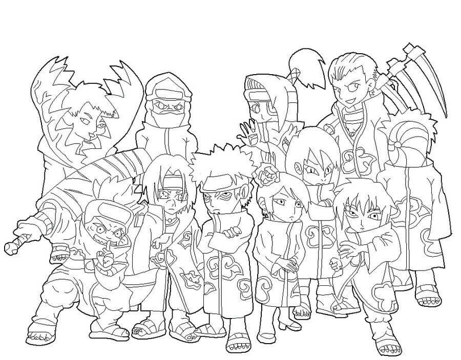Dibujo de Miembro Chibi de Akatsuki para Colorear y Imprimir