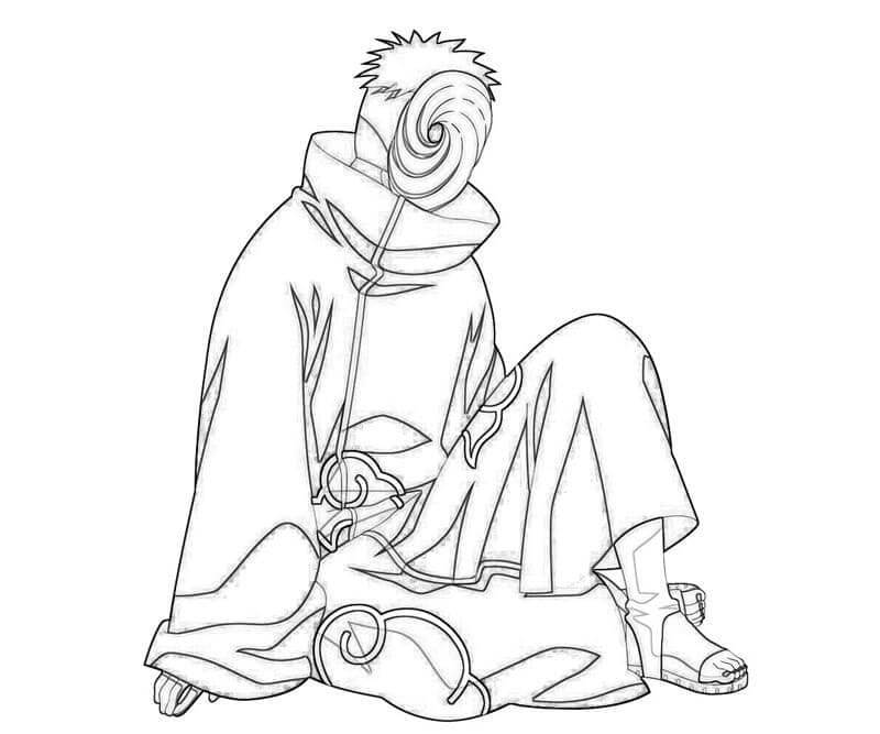 Dibujo de ¡Obito Sentado para Colorear y Imprimir