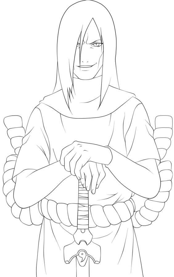 Dibujo de Orochimaru Sonriendo 1 para Colorear y Imprimir