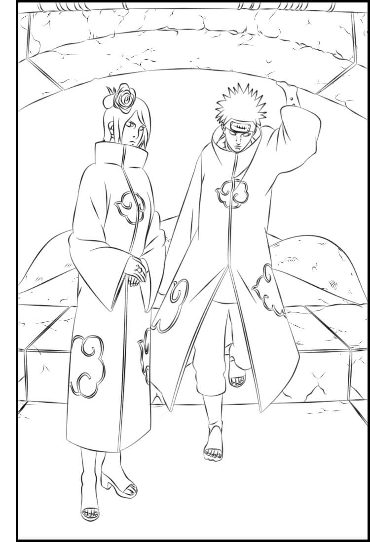 Dibujo de Pain y Konan para Colorear y Imprimir