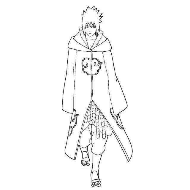Dibujo de Sasuke Caminando para Colorear y Imprimir