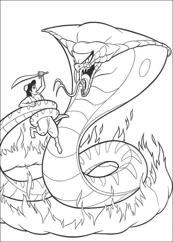Dibujo de Aladdín Luchando Contra Jafar para Colorear y Imprimir