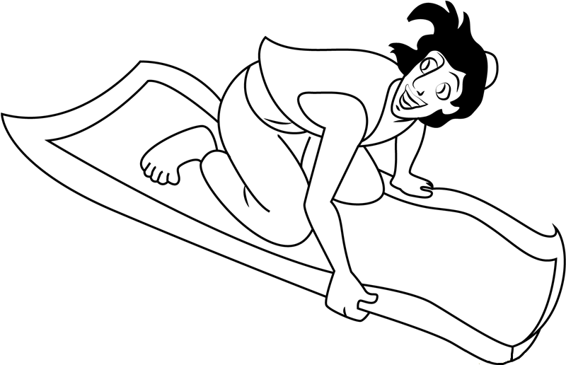 Dibujo de Aladdín Volando para Colorear y Imprimir